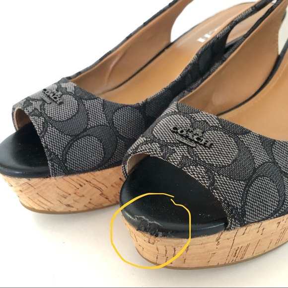 Coach Peep Toe Sling Back Platform Wedges - Picture 7 of 7